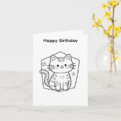 Conception de chat pour carte d'anniversaire à col (Fleur jaune)