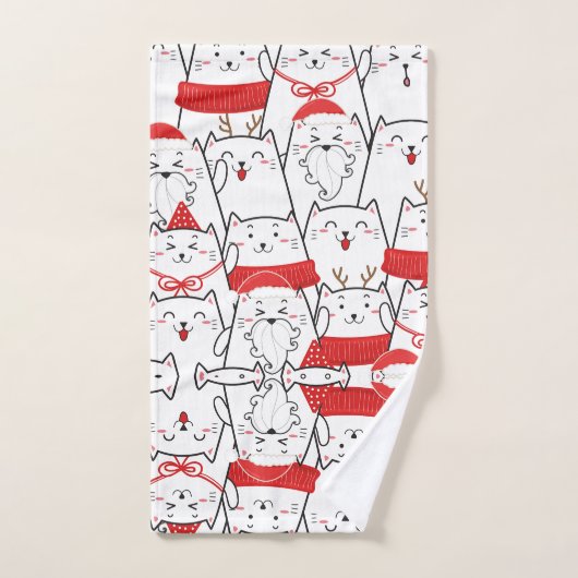 Conception de chats de vacances (Serviette à main)