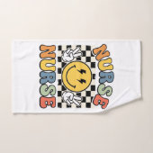 Conception de chemise à carreaux Smiley d'infirmiè (Serviette à main)