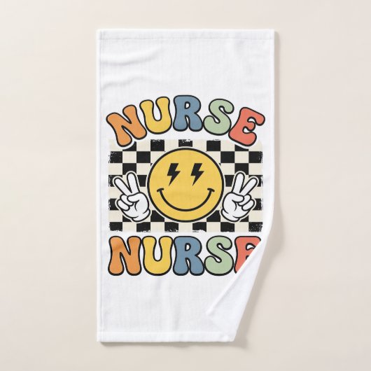 Conception de chemise à carreaux Smiley d'infirmiè (Serviette à main)