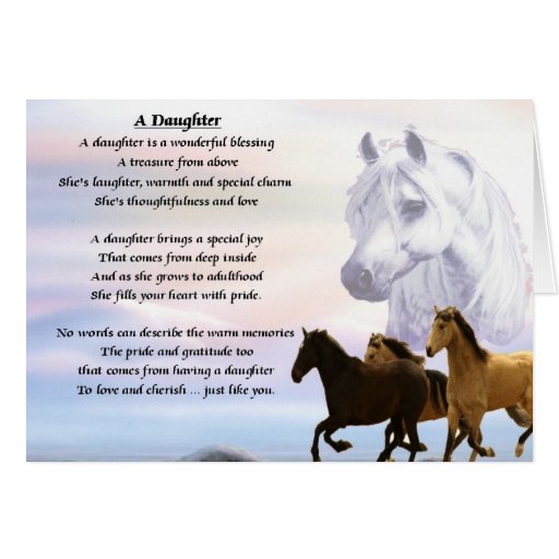 Conception de chevaux poème de fille carte de vœux Zazzle Conception de chevaux poème de fille carte de vœux Zazzle