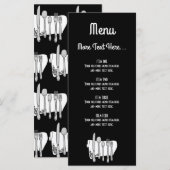 Conception de couverts en noir et blanc Menu 4x9 p (Devant / Derrière)