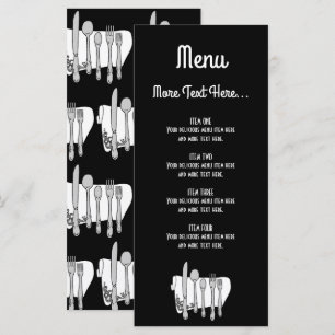 Conception de couverts en noir et blanc Menu 4x9 p