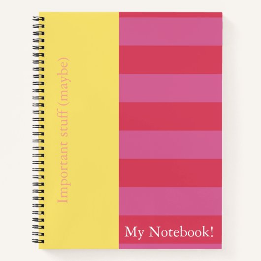 Conception de couverture de cahier rayée rose et j (Devant)