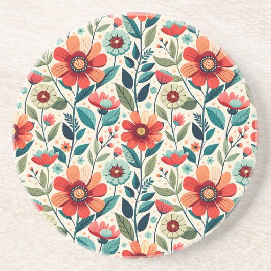 Conception de Dessous de verre de grès Floral Géné (Devant)