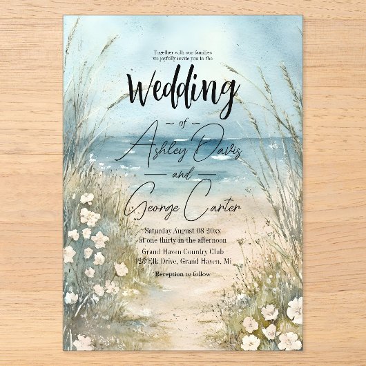 Conception de faire-part de mariage à l'aquarelle (Recto)