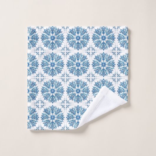 Conception de flocon de neige bleu complexe (Gant de toilette)