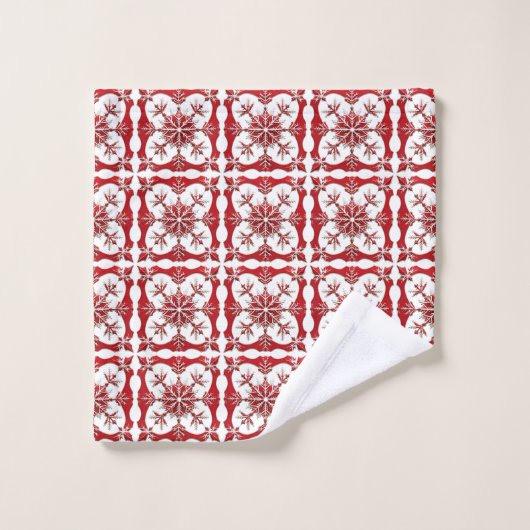 Conception de flocon de neige rouge complexe  (Gant de toilette)