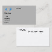 CONCEPTION DE GOLF carte de visite (Devant / Derrière)