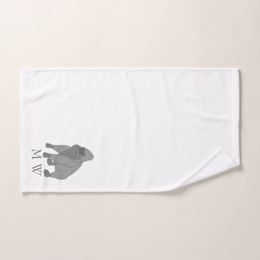 Conception de gorille gris Monogrammé (Serviette à main)
