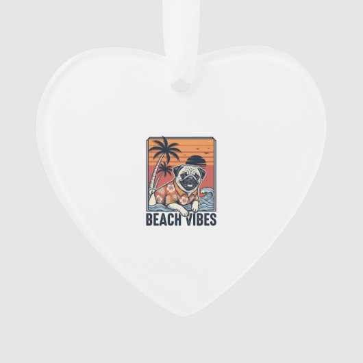 Conception de gravure vintage pug ambiance plage_1 (devant)