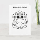 Conception de hibou de carte d'anniversaire à colo (Devant)