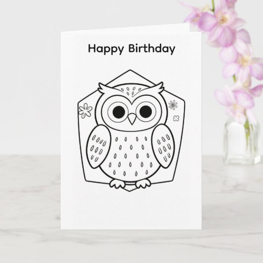 Conception de hibou de carte d'anniversaire à colo (Orchidée)
