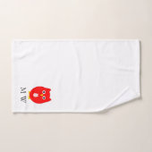 Conception de hibou rouge monogrammé (Serviette à main)
