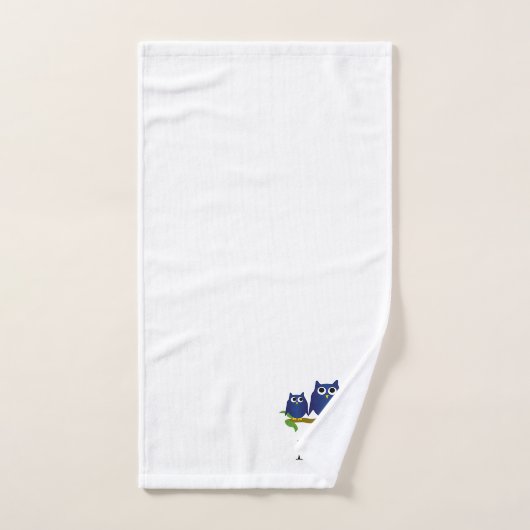 Conception de hiboux bleus monogrammés (Serviette à main)