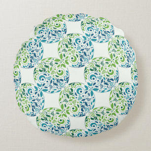 Conception de jardin vert et sarcelle Coussin rond