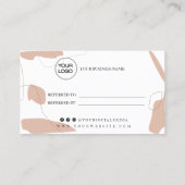 Conception de la carte de référence rose pastel (Dos)