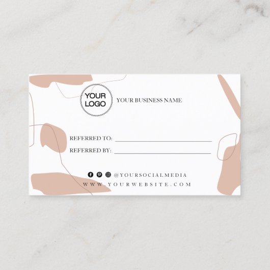 Conception de la carte de référence rose pastel (Dos)