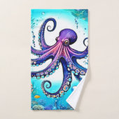Conception de la lueur d'octopus corail (Serviette à main)