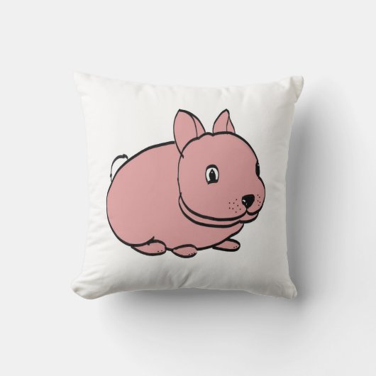 Conception de lapin rose sur coussin de jet (Recto)