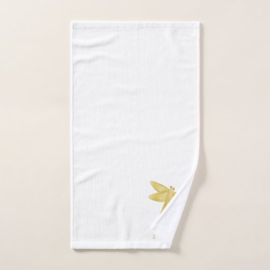 Conception de libellule dorée Monogrammée (Serviette à main)