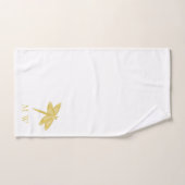 Conception de libellule dorée Monogrammée (Serviette à main)