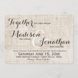Conception de lin dénudé rustique Invitations de m