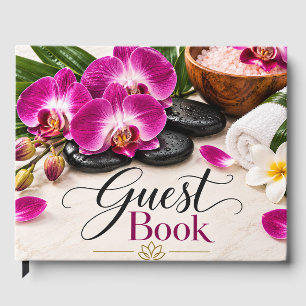 Conception de livre d'or de spa d'orchidée violett