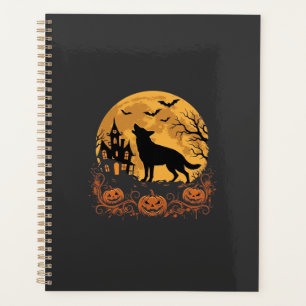 Conception de lune de Halloween de berger allemand