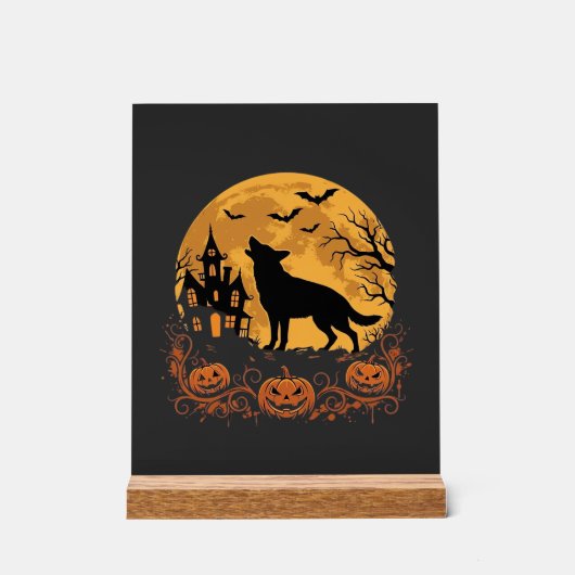 Conception de lune de Halloween de berger allemand (Recto)