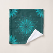 Conception de mandala à feuilles de teal sur fond  (Gant de toilette)