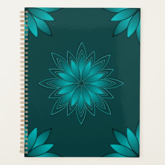 Conception de mandala à feuilles de teal sur fond  (Devant)