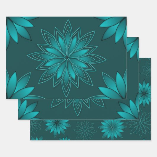 Conception de mandala à feuilles sarcelles sur fon (Lot)