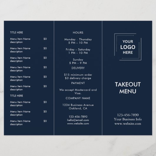 Conception de menu à emporter avec logo de restaur (Devant)