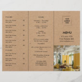 Conception de menu à emporter pour restaurant Rust (Devant)