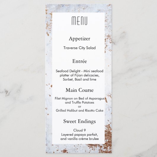 Conception de menu de mariage avec texture de marb (Devant)