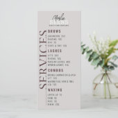 Conception de menu de traitement de salon de beaut (Debout devant)