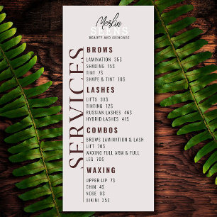 Conception de menu de traitement de salon de beaut