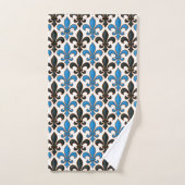 Conception de motif baroque fleur de lis noir bleu (Serviette à main)