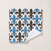 Conception de motif baroque fleur de lis noir bleu (Gant de toilette)