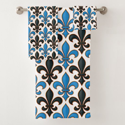 Conception de motif baroque fleur de lis noir bleu