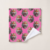 Conception de motif de tête de tigre rose (Gant de toilette)