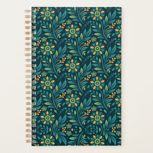 Conception de motif floral élégant jaune et sarcel (Devant)