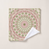 Conception de motif mandala rose et vert (Gant de toilette)