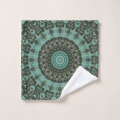 Conception de motif mandala vert antique (Gant de toilette)