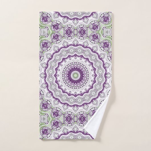 Conception de Motif Mandala violet et vert (Serviette à main)