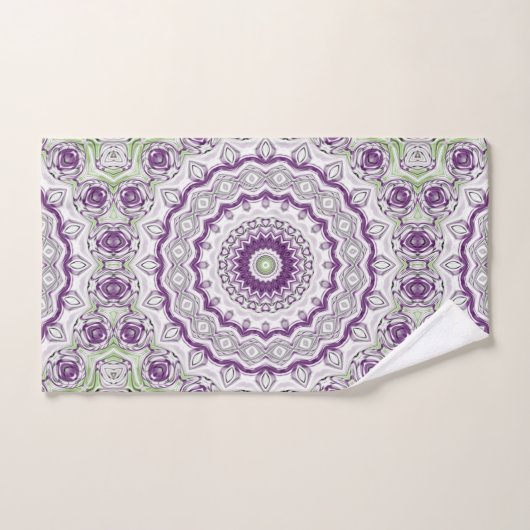 Conception de Motif Mandala violet et vert (Serviette à main)