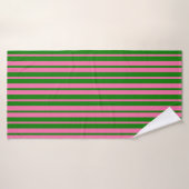 Conception de motif rayé stylé rose vert  (Serviette de bain)