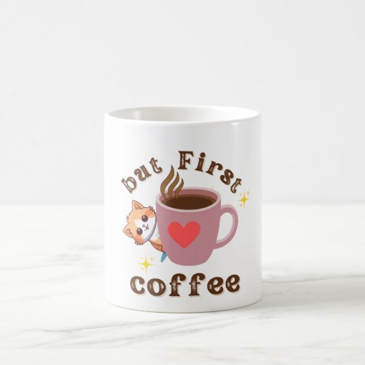 Conception de mug à café avec un chat mignon (Centre)