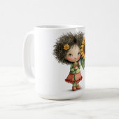Conception de mug à café de petite fille tenant un (Devant gauche)